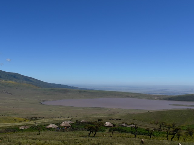 View to Serengeti planes descending from Ngorongoro, Tanzania