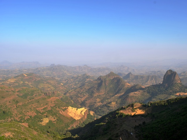 View towards Simien Mountains on the road near Gonder, Ethiopia