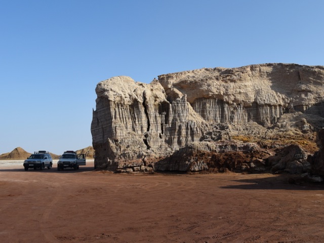 Salt cliffs near Dallol in Danakil depression, Ethiopia