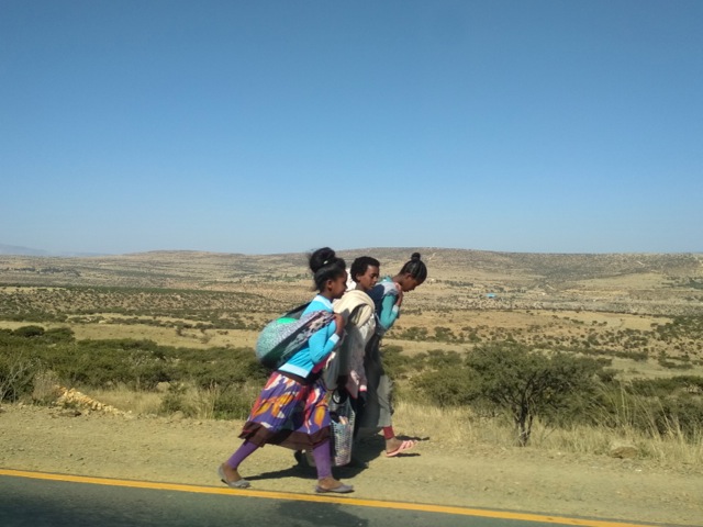 People heading to the market on the road near Mekele, Ethiopia