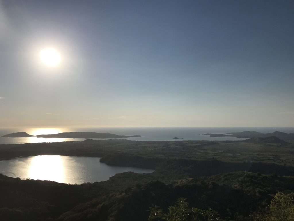 Sunset view from Mont Passot over lakes and Sakatia island, Nosy Be, Madagascar