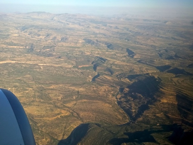 View from airplane on approach to Mekele, Ethiopia