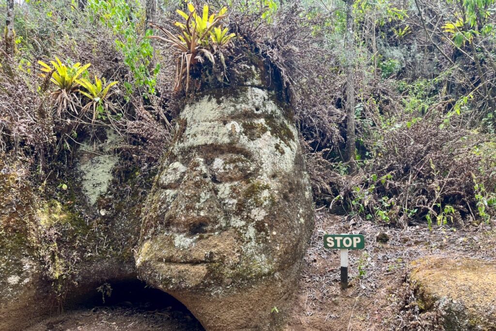 face carved in the rocks by pirates, Floreana island, Galapagos