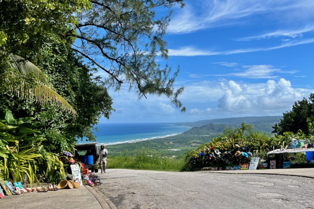 view of the east coast and souvenir shops, Barbados