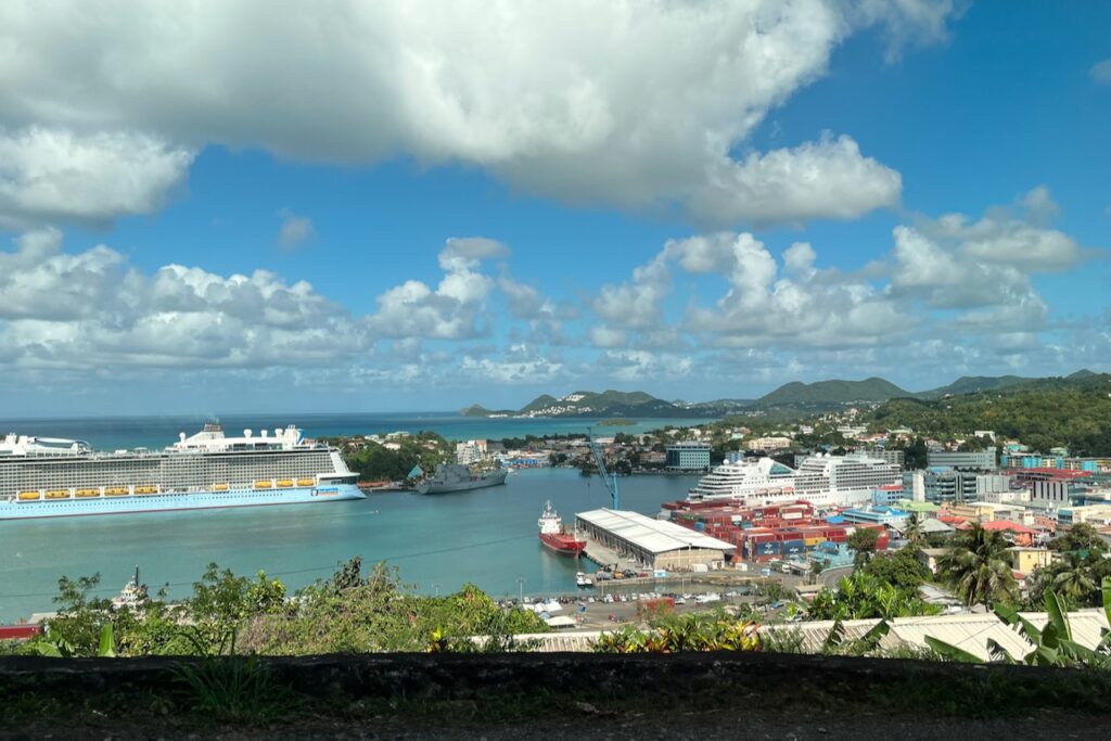 Castries harbor with cruise ships, St. Lucia