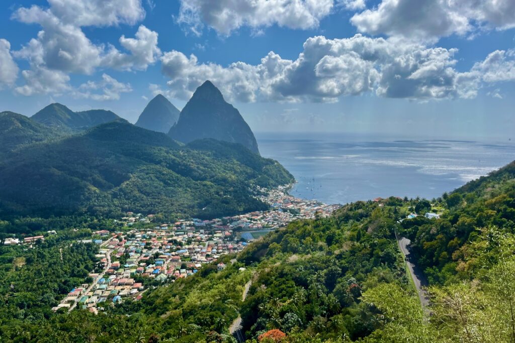 Soufriere and two Pitons, St Lucia