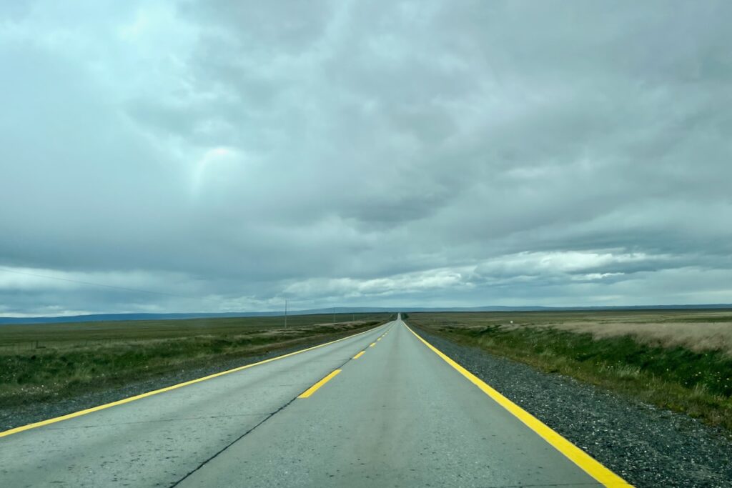 Heading north on Ruta 9 from Punta Arenas to Puerto Natales, Chile