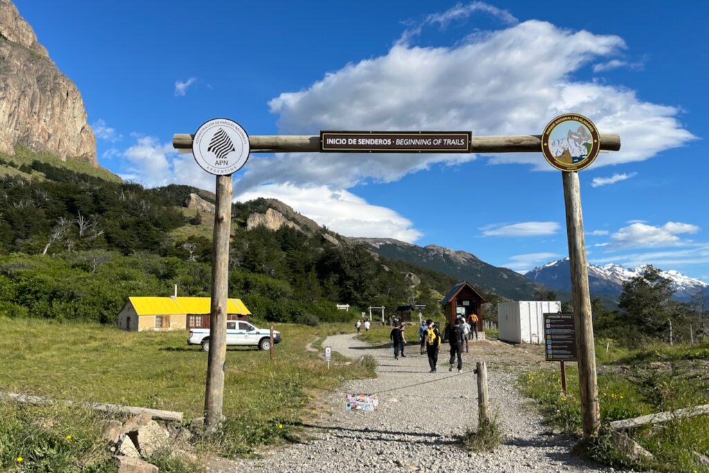 The gate to trails around Mount FitzRoy, El Chalten, Argentina