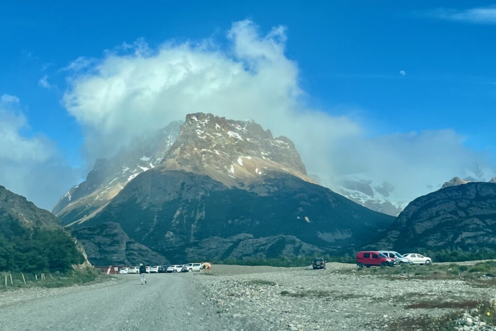 Parking lot near Rio Electrico to start hiking to Laguna de Los Tres, Argentina