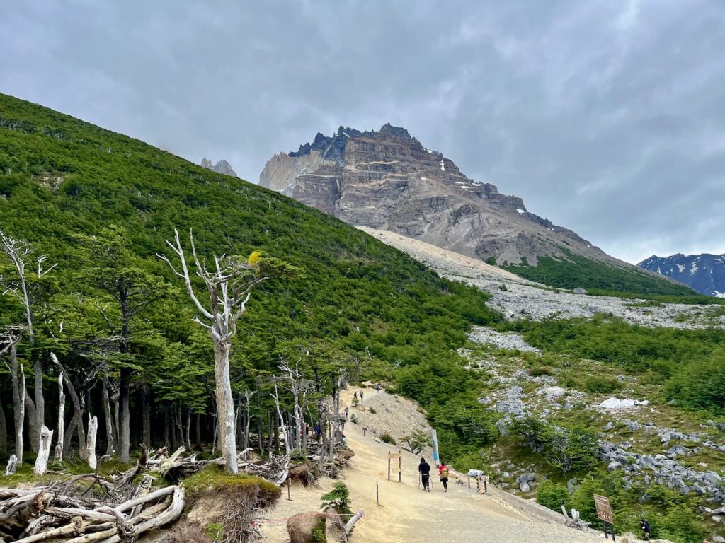 Start of the steep ascent section of the Torres base hike, Torres del Paine, Chile