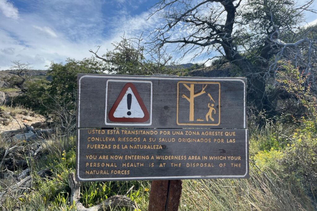 Sign on Laguna Torre hike, Argentina