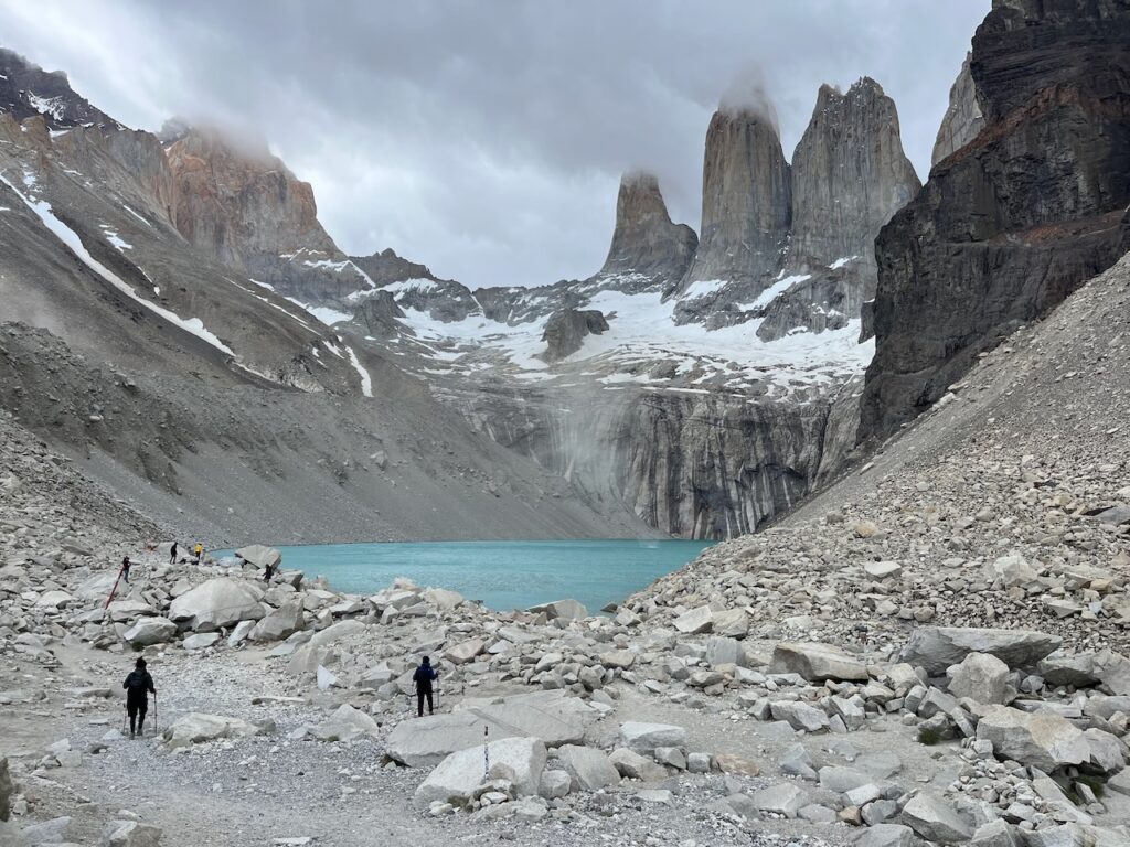 Torres base lookout and lagoon, Torres del Paine, Chile