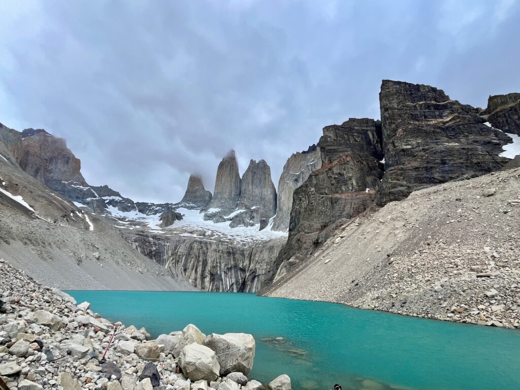 Torres base and lagoon view, Torres del Paine, Chile
