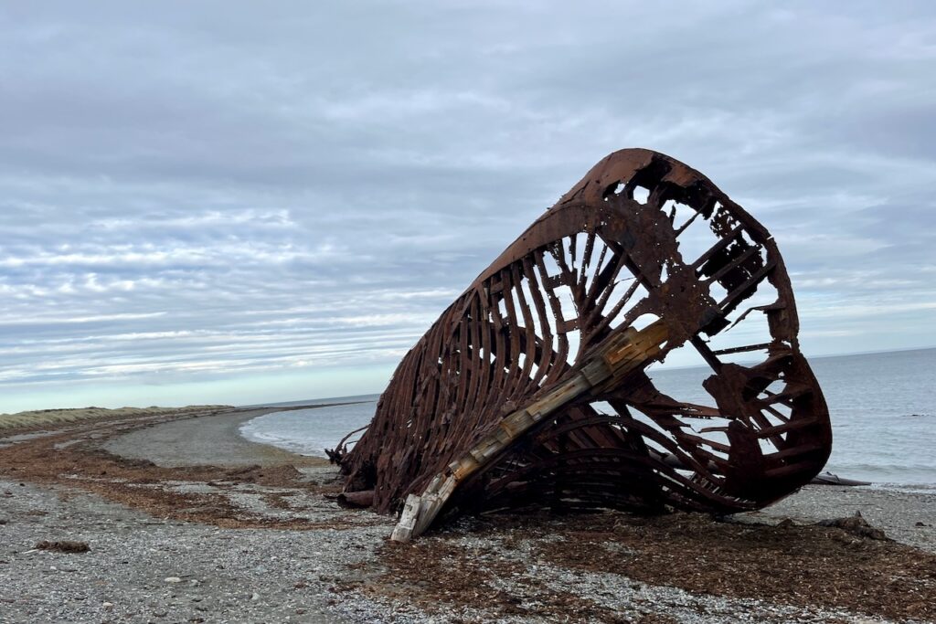 Shipwreck of barge Ambassador, near Punta Arenas, Chile