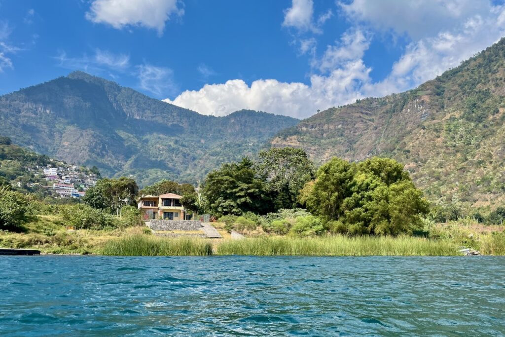 One of the villages on Lake Atitlan shore between Panajachel and San Marcos, Guatemala