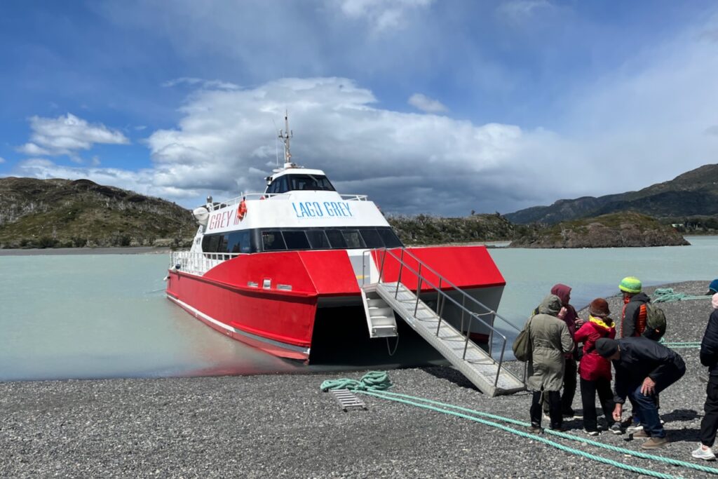 Boat for Lago Grey navigation, Torres del Paine, Chile