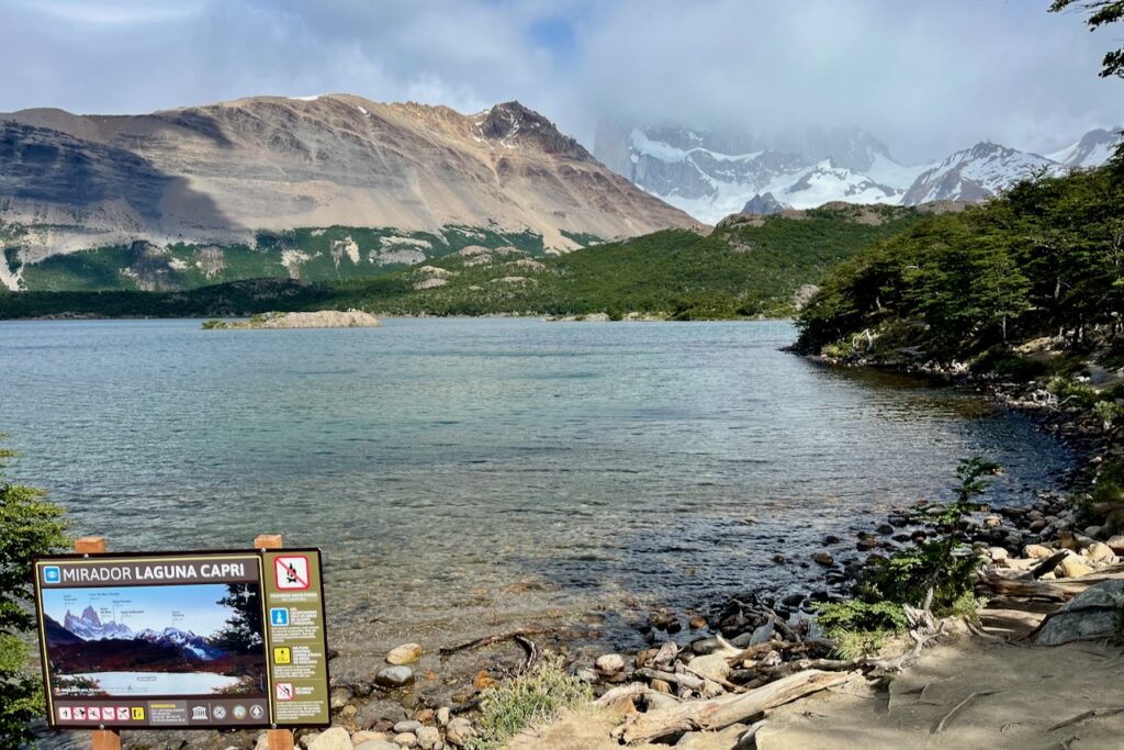 Laguna Capri view with Fitzroy covered by clouds, Argentina