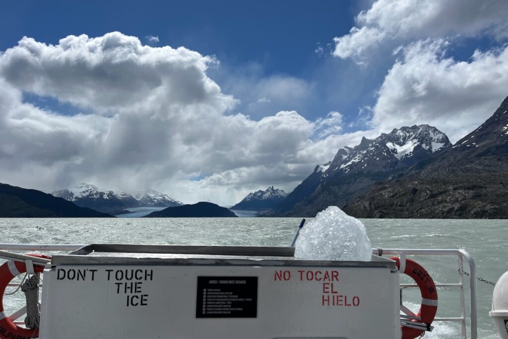 Glacier Grey and its ice for drinking, Torres del Paine, Chile