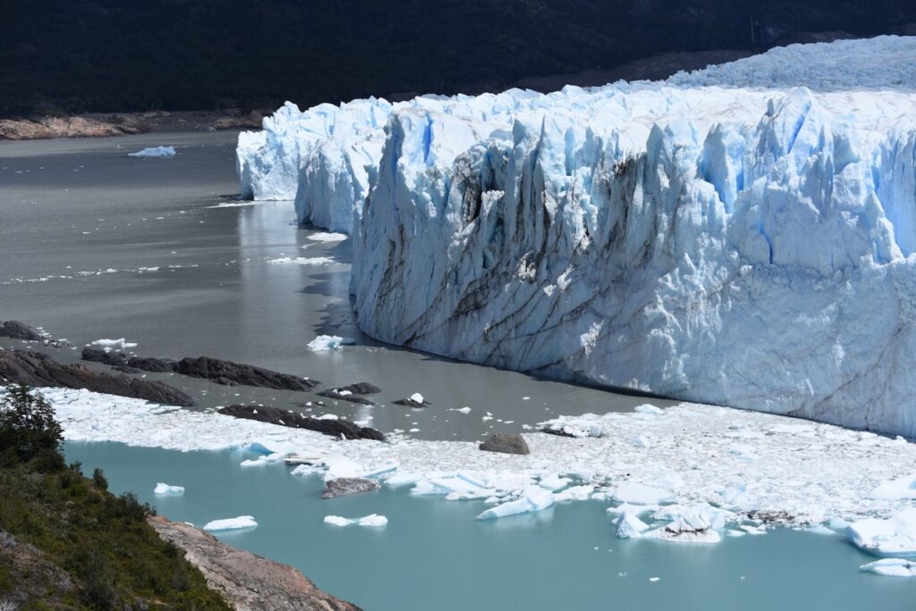 Water color changes near Perito Moreno glacier, Argentina