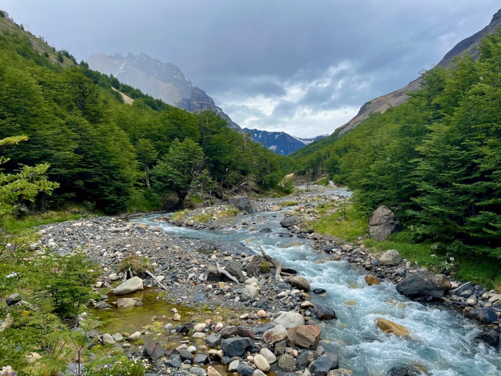 Scenery along the trail to Torres base, Torres del Paine, Chile