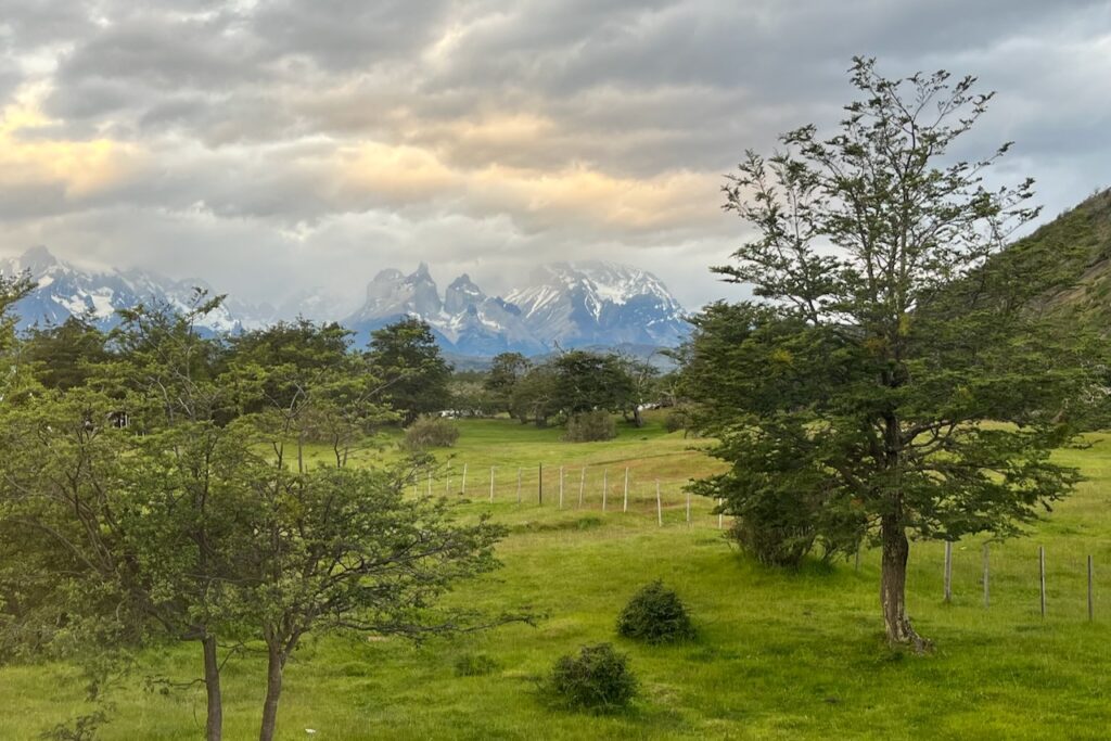 The view of Torres del Paine from our hotel room window, Chile