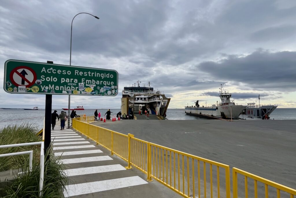 Boarding a ferry from Punta Arenas to Tierra del Fuego