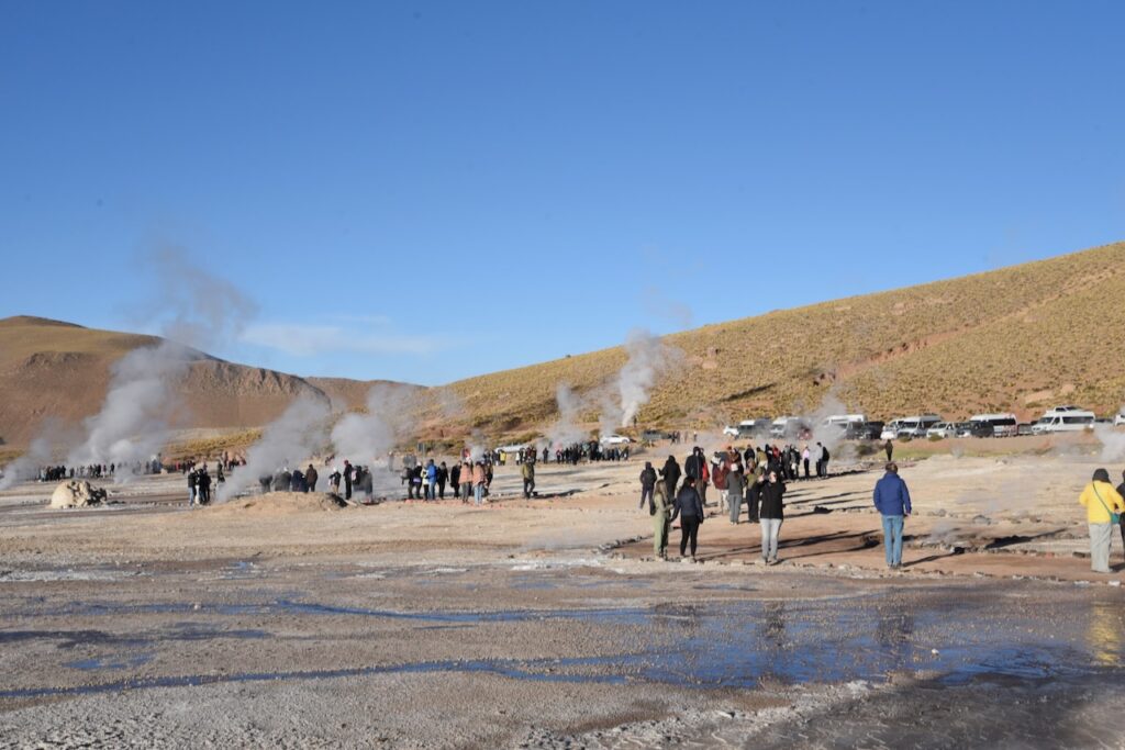 Tourists at El Tatio geysers, Atacama, Chile